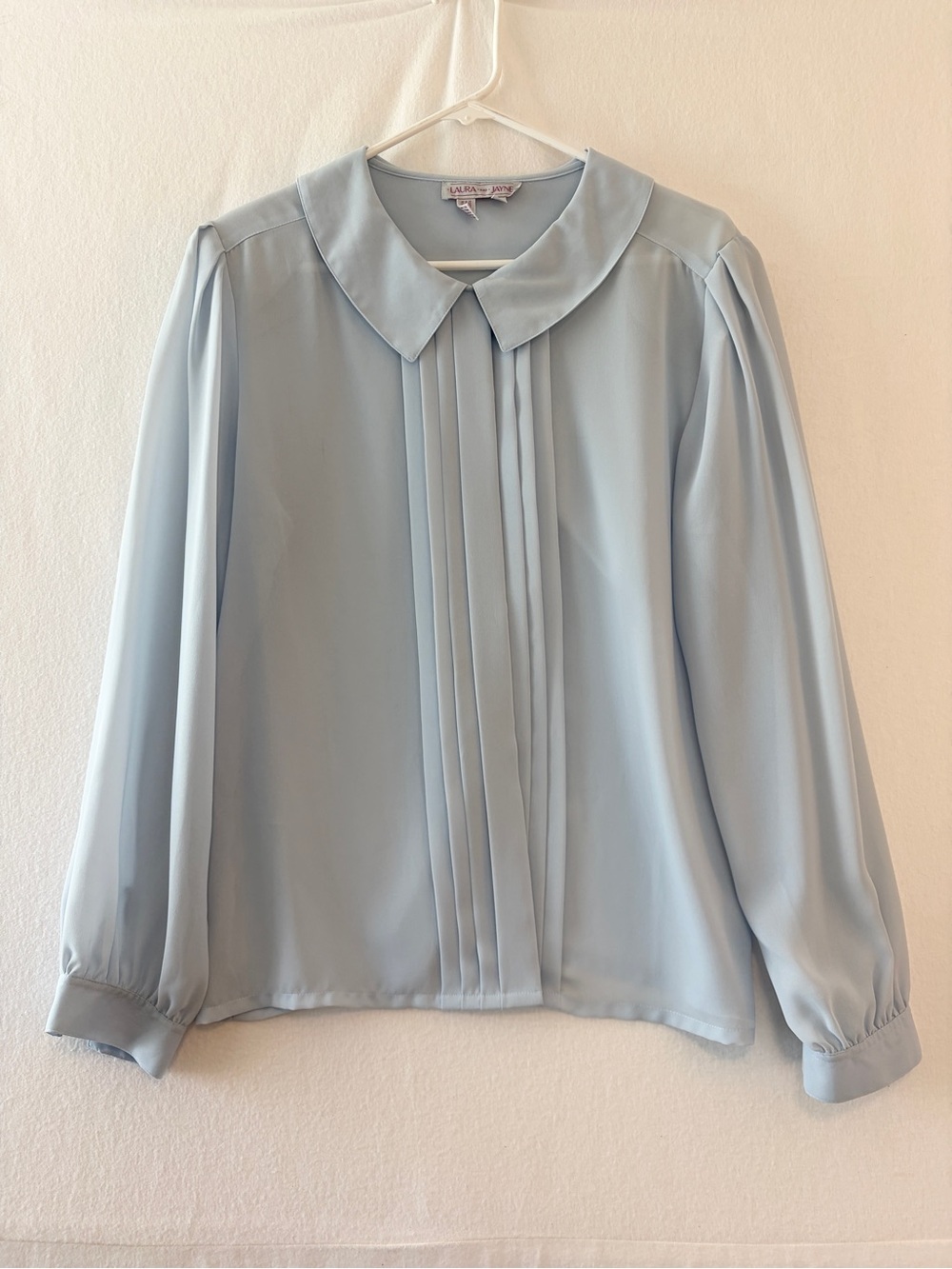 Vintage Laura & Jayne Light Blue Pleated Collar Blouse -